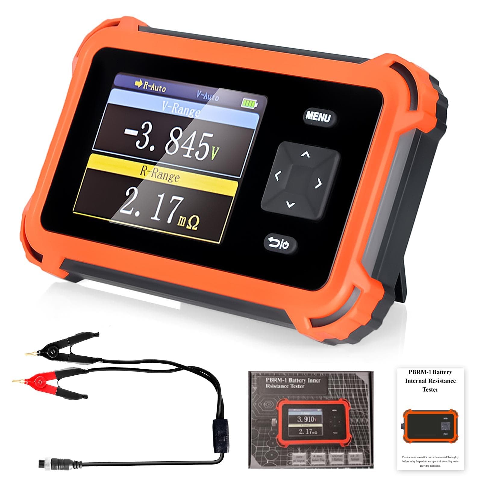Batterie-Innenwiderstandsmessgerät PBRM-1 mit 4-Draht-Kelvin-Klemmen, 110 V, 100 Ω, 1 kHz Wechselstrom, Tragbares 2,8-Zoll-TFT-Display-Voltmeter, Sortiermodus für Haushalts-/Autobatterietester Angebot bei HelloDeals