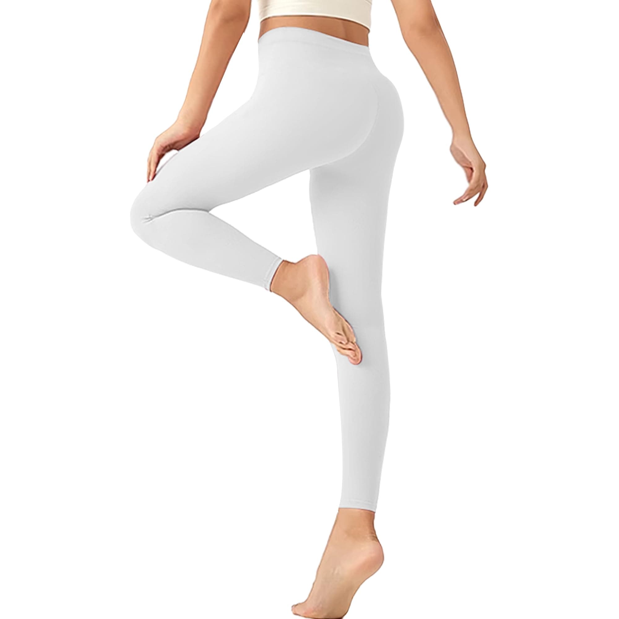 Geyuwoz Sport Leggings Damen High Waist Sportleggins Blickdicht Leggins Baumwolle Leggings fur Damen Sporthose Yogahose Fitnesshose Laufhose S-3XL M Weiß Angebot bei HelloDeals