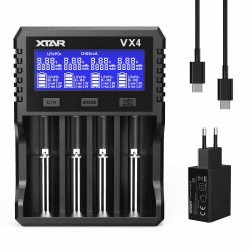 XTAR VX4 Sichtbarer Mischer 1,5V/3,6V/3,7V Li-Ion 3,2V LiFePO4 1,2V NI-MH Batterien Ladegerät und Batteriekapazitätsprüfer, Der erste Kapazitätsprüfer für 1,5V Lithium-Batterien Angebot bei HelloDeals