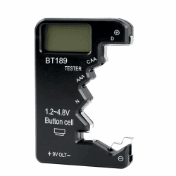 Digitaler Batterietester Universal BT189 mit LCD-Display, Kompatibel mit den Typen D, C, AA, AAA, N, LR44, 9V 6F22, Präzise Energieverwaltung Nutzung für Elektronische Geräte Tragbares Leichtes Design Angebot bei HelloDeals
