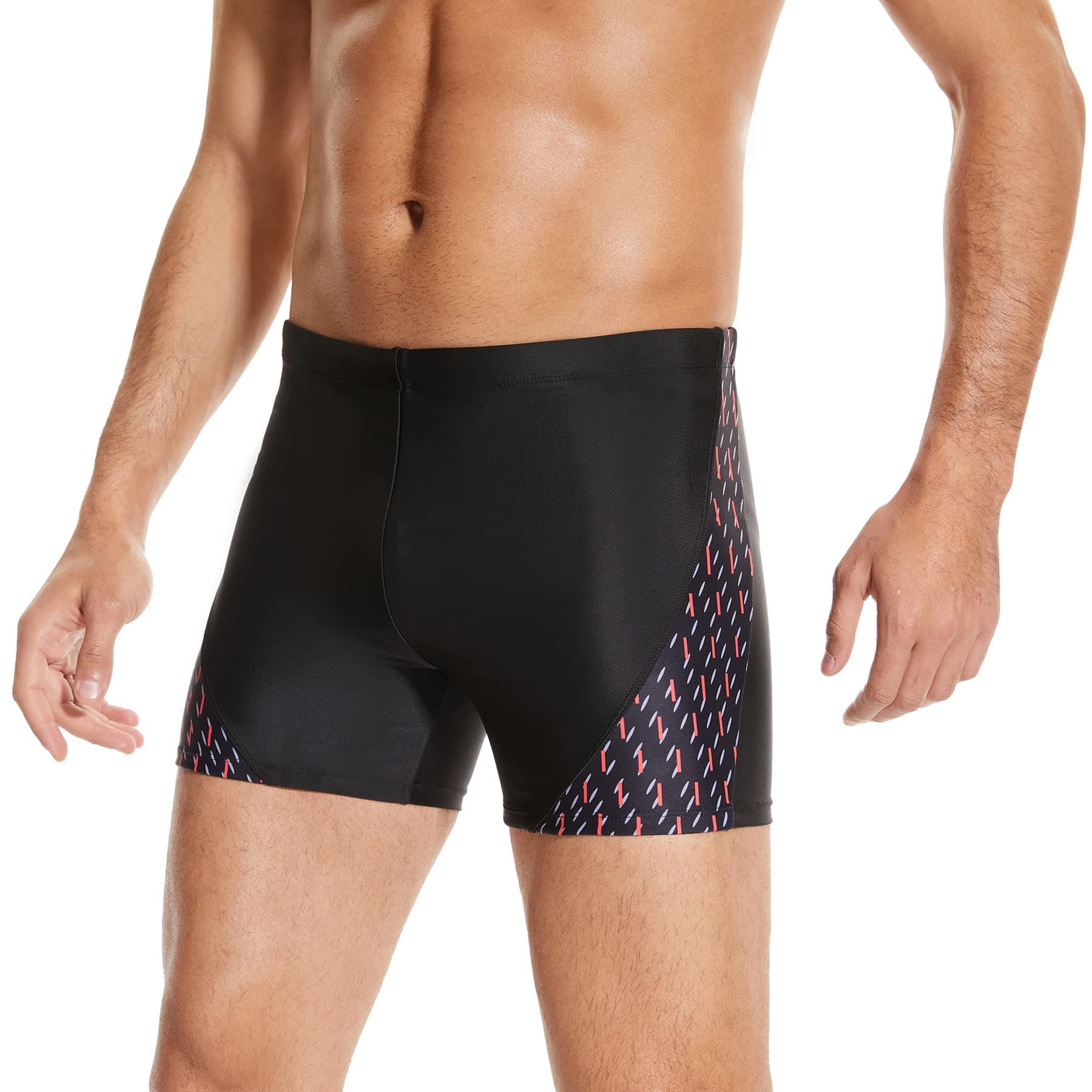 Herren Badehose Sport Schwimmhose Badeshorts Beachshorts Chlor Resistent XL 213005-schwarzrot Angebot bei HelloDeals