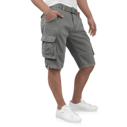 Indicode Kjeld Herren Cargoshorts mit 6 Taschen inkl. Stoffgürtel aus 100% Baumwolle | Kurze Hose Bermuda Sommer Herrenshorts Short Men Pants Cargohose kurz Sommerhose für Männer S Grau Angebot bei HelloDeals