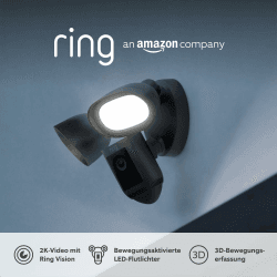 Ring Flutlichtkamera Pro Kabel (Floodlight Cam Wired Pro) | Außenkamera mit 2K-Video mit Ring Vision, 3D-Bewegungserfassung, Sirene, Überwachungskamera | 30-tägige kostenlose Testphase für Ring Home Pro (mit fortschrittlichen Funktionen) Schwarz 1 Kamera Angebot bei HelloDeals