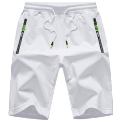 JustSun Herren Shorts Kurze Sporthose Baumwolle Stretchstoff mit Reißverschluss L Weiß Angebot bei HelloDeals