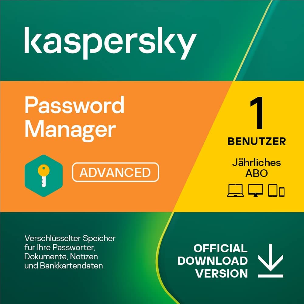 Kaspersky Password Manager | Unbeschränkte Anzahl von Geräten | 1 Benutzerkonto | Jährliches Abo | Windows/Mac/Android/iOS | Aktivierungscode per Email Jährliches Abo 1 Benutzerkonto Angebot bei HelloDeals