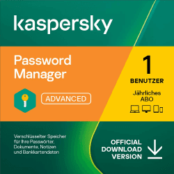 Kaspersky Password Manager | Unbeschränkte Anzahl von Geräten | 1 Benutzerkonto | Jährliches Abo | Windows/Mac/Android/iOS | Aktivierungscode per Email Jährliches Abo 1 Benutzerkonto Angebot bei HelloDeals