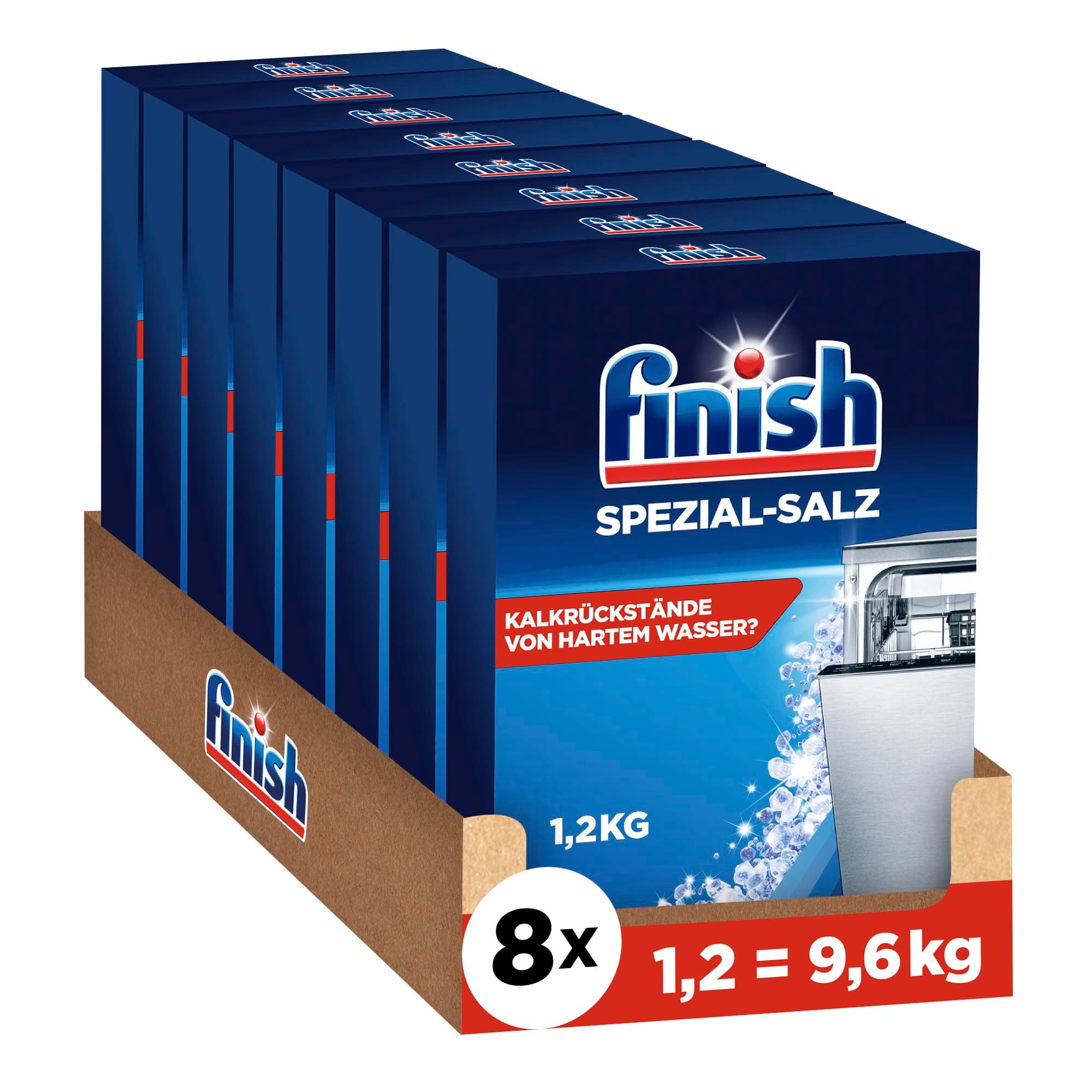 Finish Spezial-Salz – Spülmaschinensalz zum Schutz vor Kalkablagerungen und Wasserflecken – Multipack mit 8 x 1,2 kg 1.2 kg (8er Pack) Single Angebot bei HelloDeals