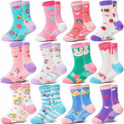 12 Paare Stoppersocken Kinder Baby Mädchen Socken Antirutschsocken Kinder Anti Rutsch Baumwolle Lustige Socken für Kinder Mädchen Kleinkind 24-26 Blume Angebot bei HelloDeals