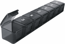 Tablettenbox 7 Tage Deutsch, SUKUOS XL Groß Pillendose 7 Fächer, Medikamenten-Box für 7 Tage (Schwarz) Schwarz-deutsche Angebot bei HelloDeals