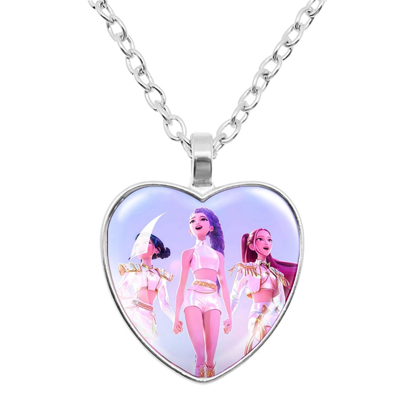 Generisch Demon Hunters Merch Halskette, HUNTR/X Merch Cosplay Huntrix Zubehör for Geburtstag Weihnachtsfeier Kostüm Heart Anhänger Halsketten Zubehör für Fans, Frauen, Mädchen A Einheitsgröße Angebot bei HelloDeals