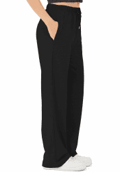Jogginghose Damen - Baumwolle Sporthose Lang, Traininghose Laufhosen Bequeme Jogger, Sweatpants Weites Bein mit elastischem Bund Yogahose M Schwarz Angebot bei HelloDeals