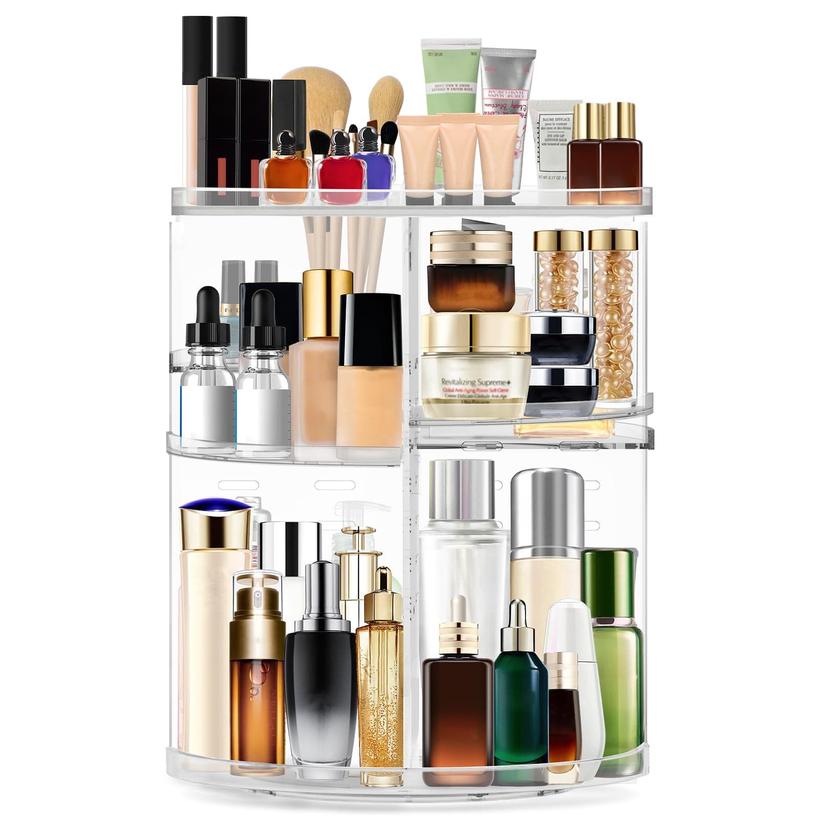 Make Up Organizer Drehbar, Acryl Kosmetik Organizer, 360° Makeup Organizers für Kosmetik, Verstellbar Große Kapazität Makeup Organizer für Frauen, Mädchen (Transparent) Angebot bei HelloDeals