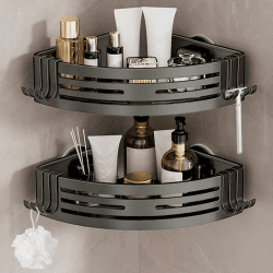 Lekesky Duschablage Ohne Bohren Ecke, Starke Saugnäpfe, Aluminium & Rostfrei, Abnehmbar Badezimmer Regal Duschregal für Bad Küche Mietwohnung (2er Set, Gunmetal Grau) Gunmetal Grau Ecke Angebot bei HelloDeals