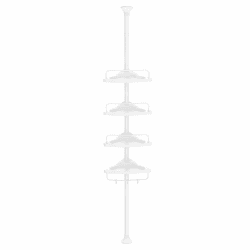 SONGMICS 85-305 cm Duschregal für Badezimmer mit Teleskoprohren und 4 Ablagen BCB001A Weiß/Flyaway Orchidee Angebot bei HelloDeals