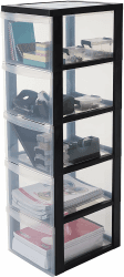 Iris Ohyama Kunststoff-Schubladenbox mit Rollen, 5 tiefen Schubladen, Schwarz, Griffe zum Ziehen, Für Schlafzimmer, Bad, Schule & Büro, BPA-frei, Schubladenschrank, Rollcontainer, A4 Drawer, DC-305 Schwarz 5 Schubladen/Tief Angebot bei HelloDeals