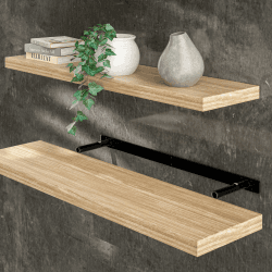 Casaria® Wandregal Holz Eiche Regal mit Halterung 15kg Tragkraft Hängeregal Küche Wohnzimmer Flur Wand Schweberegal Bücherregal Regalbrett Schwebend 90cm 90cm Eiche Angebot bei HelloDeals