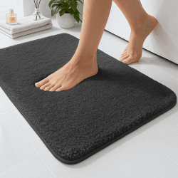 RUN HELIX Mikrofaser Badezimmerteppich，40x60cm Badematte rutschfest，Dunkelgrau，2cm uper Dicker Badteppich，Super Saugfähig，Waschbar，Badvorleger，Fußmatte, Haustiermatte Dunkelgrau 40 x 60 cm (Rechteckig) Angebot bei HelloDeals