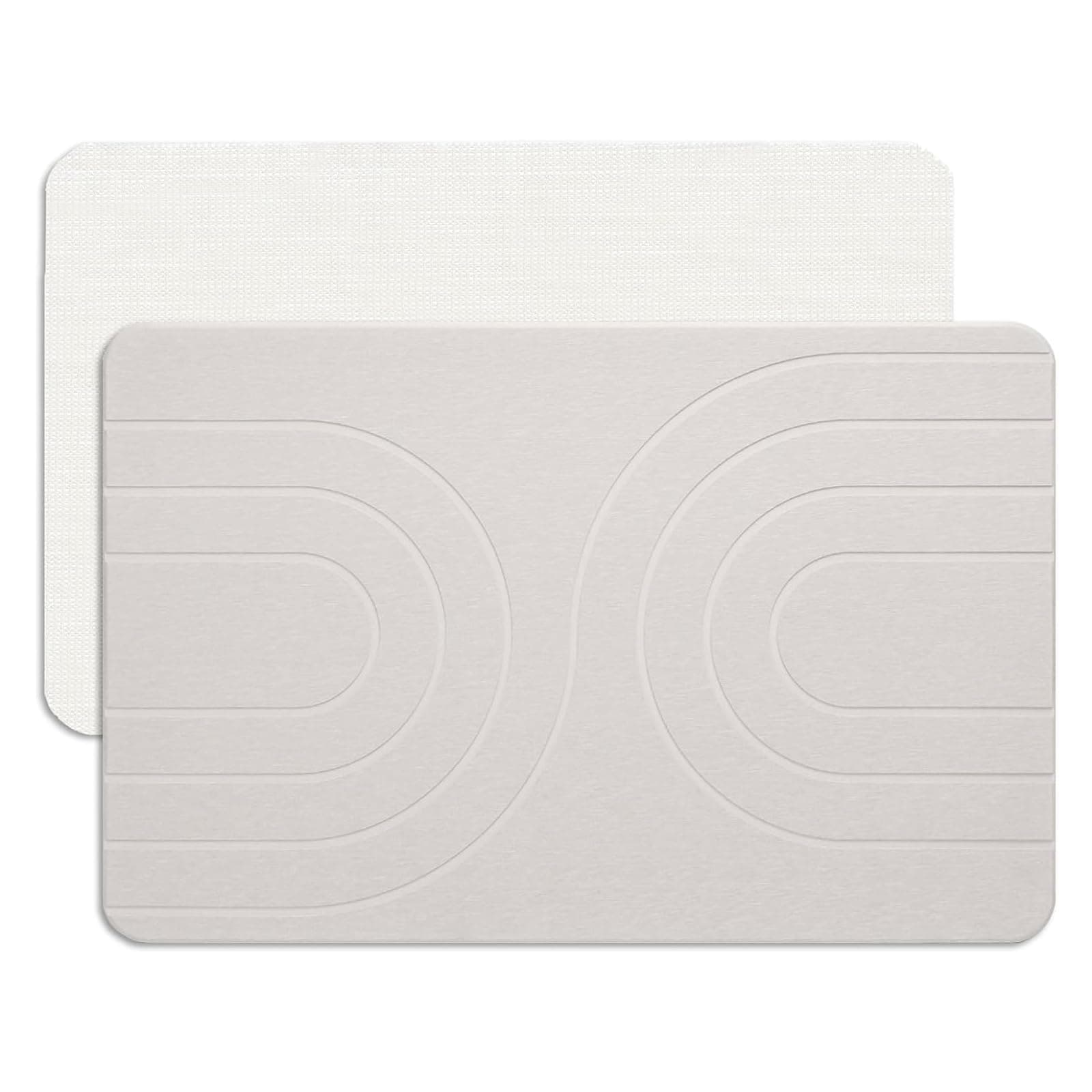 Feilifan Stein-Badematte – Kieselgur Matte, Schnell Trocknende Kieselgur-Duschmatte, Wasserabsorbierende Steinmatten für Badezimmer und Küche, Leicht zu Reinigen (59,7 x 38,1 x 1 cm, weiß) Angebot bei HelloDeals