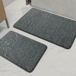 chakme Badezimmer Teppiche Sets 2 Stück, Cobblestone Memory Foam Badezimmer Matten Set dick, Anti-Rutsch-Badematten für Bad,absorbierend waschbar dunkelgrau Badteppiche für Wanne, WC und Boden Dunkelgrau 2er-Pack Angebot bei HelloDeals