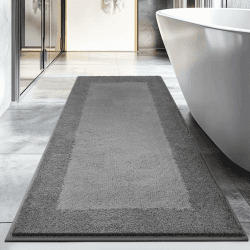 Badezimmerteppich 76 X 150 cm, Badematte rutschfest, Badteppich Waschbar, Badvorleger für Dusche, Badewanne und Fußboden Grau 76 x 150 cm Angebot bei HelloDeals