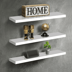 Wandregale, weiß, schwebend, 3 Stück, aus Holz, Wandhalterung, Deko-Holzregale für Wohnzimmer, Schlafzimmer, Badezimmer 40 x 15 x 1,5 cm Angebot bei HelloDeals