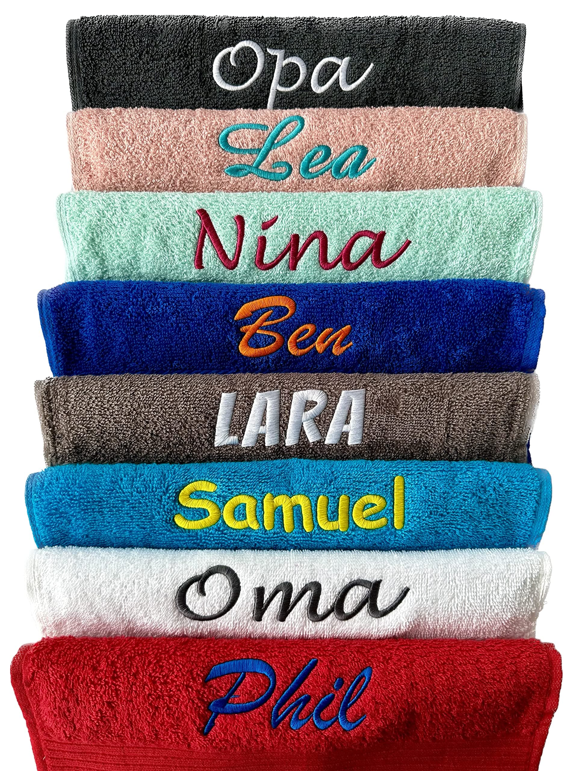 Handtuch mit Namen oder Wunschtext Bestickt, personalisiertes Duschtuch, individuelles Badetuch, Saunatuch oder Gästehandtuch mit Initialen, 100% Baumwolle, 50 x 100 cm dunkelblau Dunkelblau 50 x 100 cm Angebot bei HelloDeals