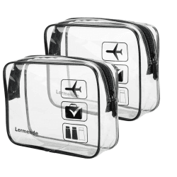 Lermende Transparente Kulturtasche, Flüssigkeiten Beutel Handgepäck TSA-geprüft Kosmetiktasche,Transparente Tasche Flughafen-konforme Tasche,Reisebeutel Flugzeug 1 Liter. 2black 2 Pack Angebot bei HelloDeals