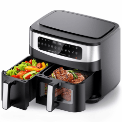 Heissluftfritteuse Doppelkammer, Max 230°C 10L xxl Air Fryer, 12-in-1 Programme Heißluftfritteuse 2 Kammern mit Touchscreen, Smart&Match Funktion, Gesunde Friteuse ohne Öl&fettarmes Kochen Doppelkammer G230 Max Angebot bei HelloDeals