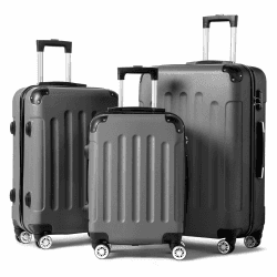 LALAHO Kofferset, 3-teilig (M, L, XL), Leichte Hartschalen-Trolleys aus ABS, Robust und Langlebig, Handgepäck mit 4 Rollen und Eckenschützern, Dunkelgrau Angebot bei HelloDeals