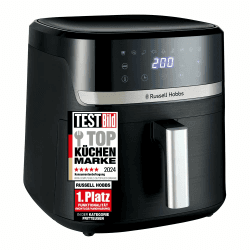 Russell Hobbs Heißluftfritteuse XXL 8,3L Rapid AirFryer [kompaktes Gehäuse, sehr leise, Pizza Ø 26cm] SatisFry (9 Programme, spülmaschinenfest, Fritteuse ohne Öl, TouchScreen,Grillen,Backen) 27632-56 Heißluftfritteuse 8,3l 8.3 L Schwarz Angebot bei HelloDeals