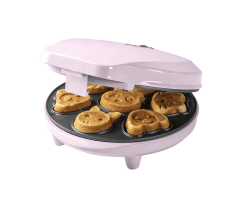 Bestron Waffeleisen für Mini-Cookies-Maker in Tiermotiven, Waffeleisen für Waffel-Kekse, mit Backampel & Antihaftbeschichtung, 700 Watt, Farbe: Rosa Angebot bei HelloDeals