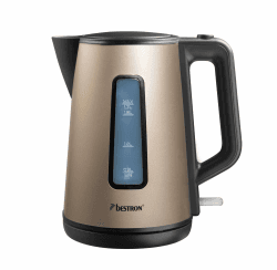 Bestron Wasserkocher mit 360° Basis, inkl. Kochstopp-Automatik & Trockenlaufschutz, 1.7 Liter Fassungsververmögen, 2200 Watt, AWK1000SAT, Farbe: Hellbeige Angebot bei HelloDeals