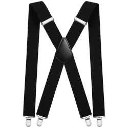 Aomig Hosenträger für Herren Streifen Hosenträger Herren Extra Stark Breit 3,5 Cm mit Sehr Starken 3/4 Metall Clips Einstellbar Elastisch Einheitsgröße Hosenträger für Männer Damen Breit Lang X-From Schwarz Angebot bei HelloDeals