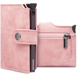 BEWMER v2 Shielded Slim Wallet mit Münzfach für Herren & Damen | Kartenetui mit Münzfach & RFID-Schutz & Anti-Cloning | Geldbörse für Scheine, Münzen & 9 Kreditkarten Pink-lila Angebot bei HelloDeals