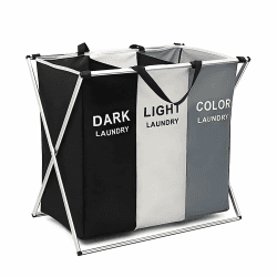 Wäschekorb Mit 3 Fächern Faltbarer Wäschesammler Aus 600D Oxford-Stoff Wasserdichter Wäschesortierer Mit Tragegriff Wäschebox Für Schmutzwäsche Kleidung Organisation 65x38x60 cm Angebot bei HelloDeals