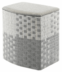 Kobolo Wäschekorb Wäschebehälter Wäschesammler - Nylon - grau-weiß - 44x32x52 cm Angebot bei HelloDeals