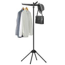 SONGMICS Wäscheständer, Standtrockner, 3 drehbare Arme für Kleiderbügel, 4 Beine, klappbar, für Innenbereich, Edelstahl, für Kleidung und Socken, 150 cm hoch, schwarz LLR510B01 Schwarz 65T x 65B x 150H cm Angebot bei HelloDeals