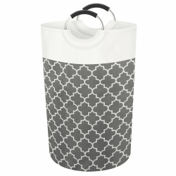 Faltbare Wäschekorb Rund, 82L Wäschesammler mit Henkel, Wäschebox aus Oxford-Stoff, Wasserdicht Wäschesack Laundry Basket, Tragbar Wäschesortierer Aufbewahrungsbehälter, Flaschensammler - Grau Angebot bei HelloDeals