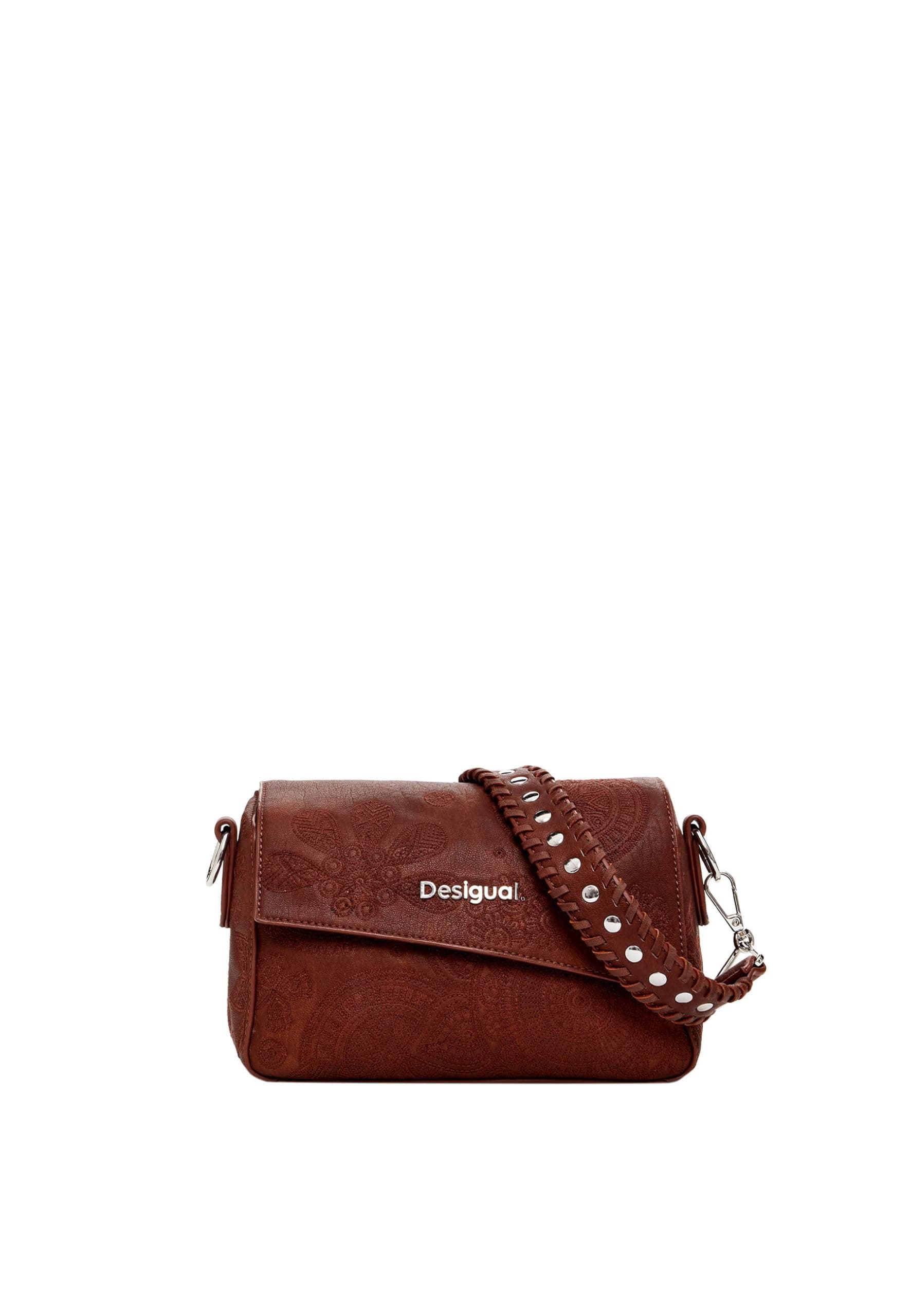 Desigual Women's M Bag With Embroidered Flowers Brown Einheitsgröße Angebot bei HelloDeals