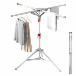 Standtrockner Wäscheständer Hoch Klappbar mit 4 Flügeln, Wäschespinne Wäschetrockner Ständer für Balkon,Drinnen, Draußen Angebot bei HelloDeals