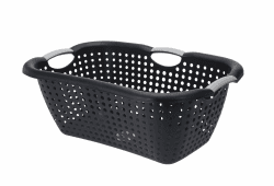 Wäschekorb aus Kunststoff in schwarz - 60 x 40 cm - Tragekorb mit Griffen - Wäschebox Wäschesammler Wäschewanne Einkaufskorb Angebot bei HelloDeals