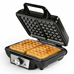 GOURMETmaxx Waffeleisen für 2 Waffeln | 1000 Watt | Für Belgische Waffeln + Antihaftbeschichtung | Mit Heizelementen oben & unten zur gleichmäßigen Wärmeverteilung | Stufenlos Einstellbar Schwarz - 2 Waffeln Angebot bei HelloDeals