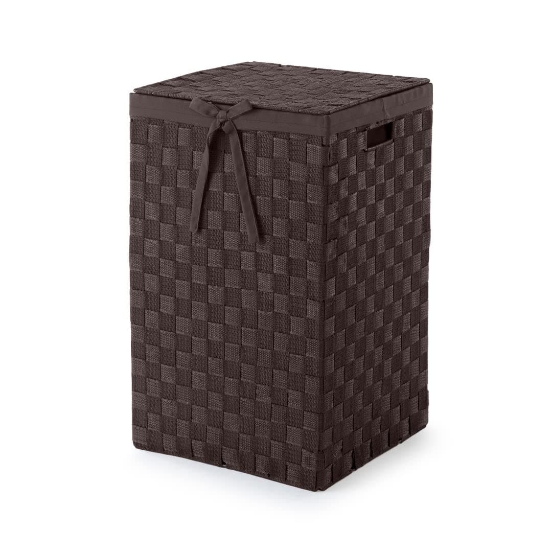 Compactor RAN6892 Stan Wäschekorb mit Deckel, Griffe, gewebt mit Metallrahmen, herausnehmbares Leinenfutter, 30 x 30 x 50 cm, Braun, Schokoladenbraun, 30 x 30 x H.50 cm Angebot bei HelloDeals
