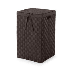 Compactor RAN6892 Stan Wäschekorb mit Deckel, Griffe, gewebt mit Metallrahmen, herausnehmbares Leinenfutter, 30 x 30 x 50 cm, Braun, Schokoladenbraun, 30 x 30 x H.50 cm Angebot bei HelloDeals