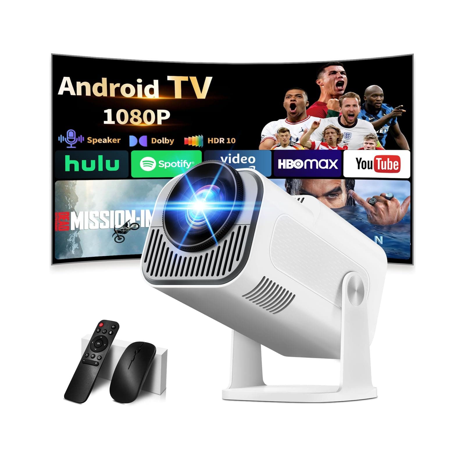 Mini Beamer 4K Full HD 1080P [2026 Modell] Projektor Tragbarer mit WiFi 6 und Bluetooth 5.2 & 270° Dreh Smart Projector mit Automatische Trapezkorrektur/HDMI/TV Stick/Memory Stick/Laptop, Weiß NT30-White Angebot bei HelloDeals