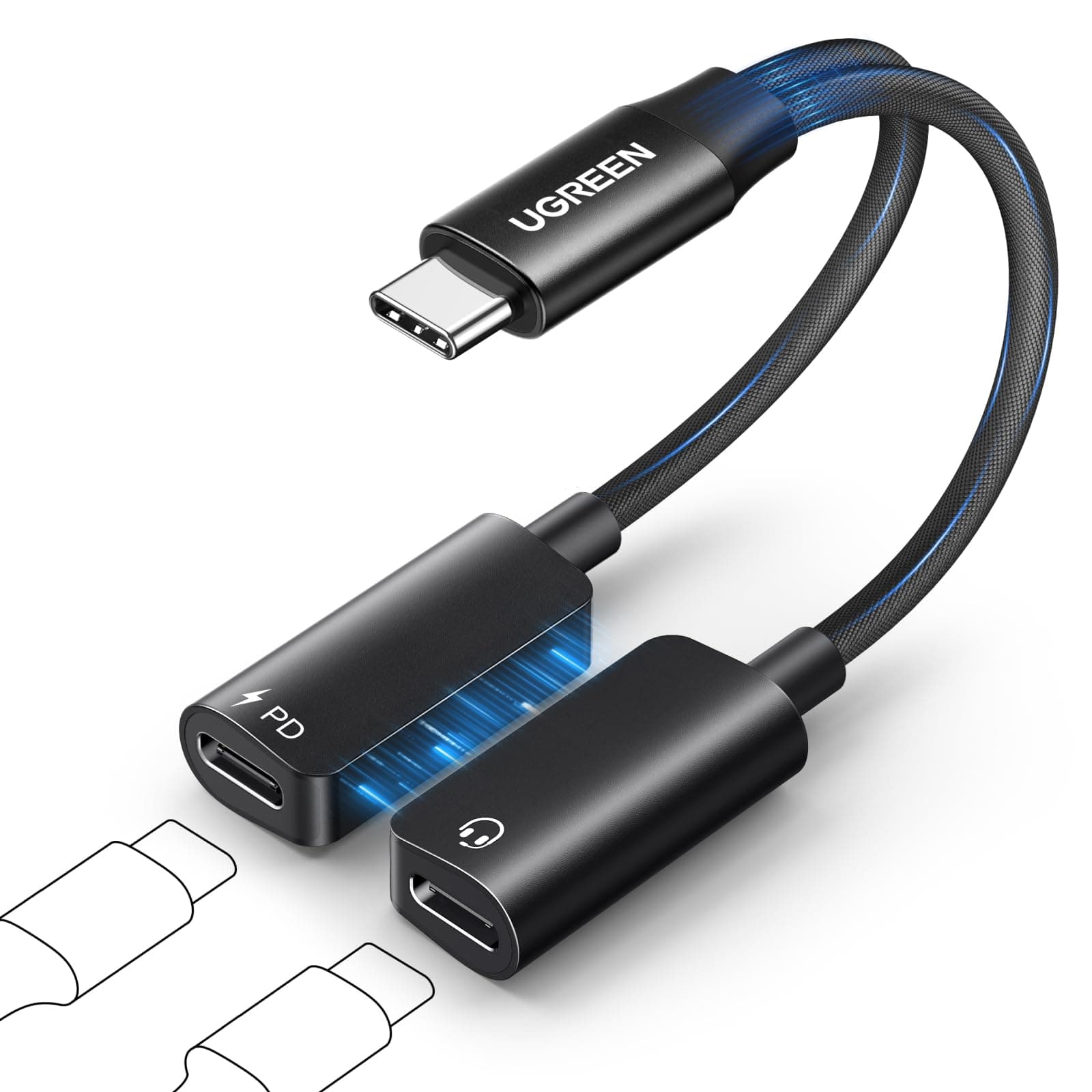 UGREEN USB C Splitter Magnetischer USB C Kopfhörer Adapter und Laden, 2 in 1 Kopfhörer und 60W Schnellladung für iPhone 16 Pro Max iPad Pro/Mini 6 Galaxy S25 S24 Angebot bei HelloDeals