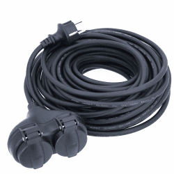 as - Schwabe Verlängerungskabel 5 m mit Schutzkontaktstecker und 2-fach Kupplung - Schutzkappe - 230V/16A - Außenbereich IP44 - Schwarz, 60664 Angebot bei HelloDeals