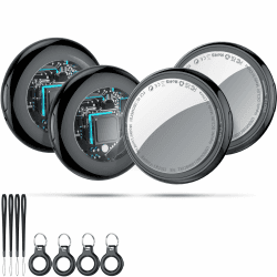 Smart Air Tracker Tags 4er Pack Schwarz, Schlüsselfinde Kompatibel mit Apple Wo ist? APP (iOS NUR, Android Not Supported), Bluetooth Tracker für Gepäck/Taschen/Koffer, Austauschbarer Batterien Upgrade Schwarz (4 Stk) Angebot bei HelloDeals