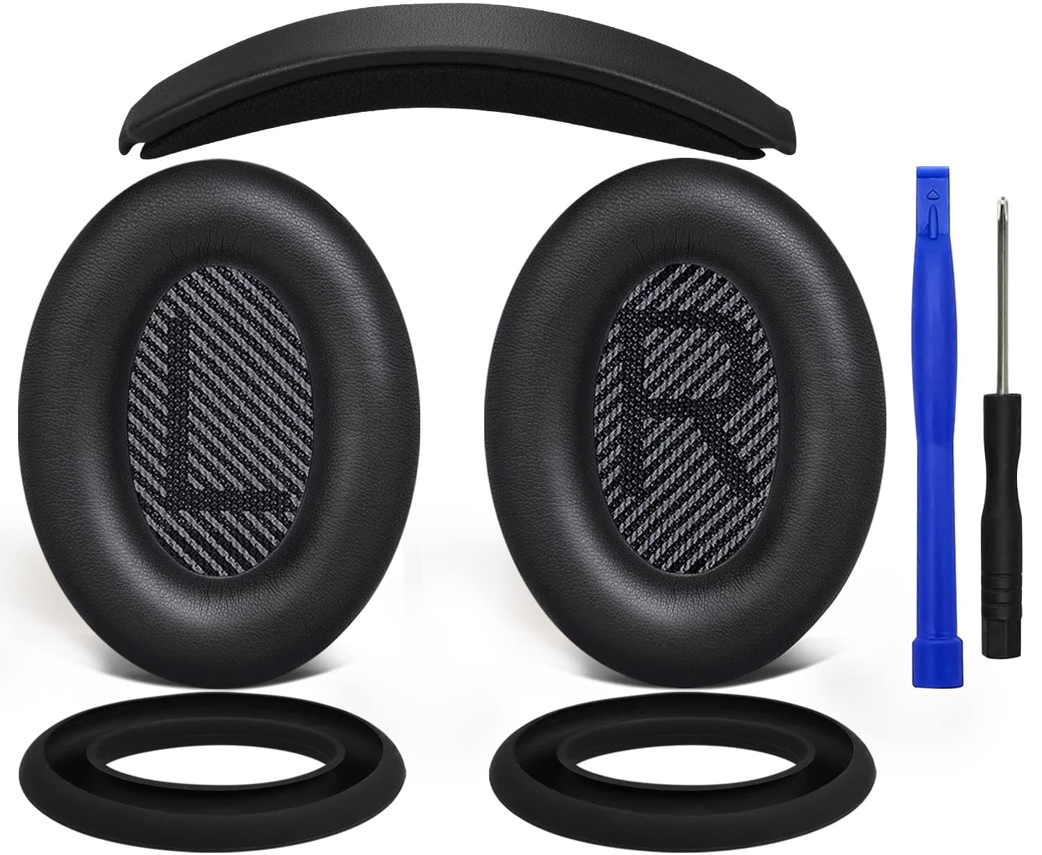SOULWIT Ersatz Ohrpolster Polster + Kopfband Stirnband Headband+ Silikon Ohrpolster Schutz Abdeckung Abdeckungen, Ersatz Zubehör Kit für Bose QuietComfort 35 QC35, QC35 ii Over-Ear-Kopfhörer Schwarz Angebot bei HelloDeals