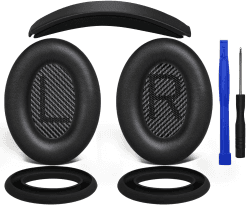 SOULWIT Ersatz Ohrpolster Polster + Kopfband Stirnband Headband+ Silikon Ohrpolster Schutz Abdeckung Abdeckungen, Ersatz Zubehör Kit für Bose QuietComfort 35 QC35, QC35 ii Over-Ear-Kopfhörer Schwarz Angebot bei HelloDeals